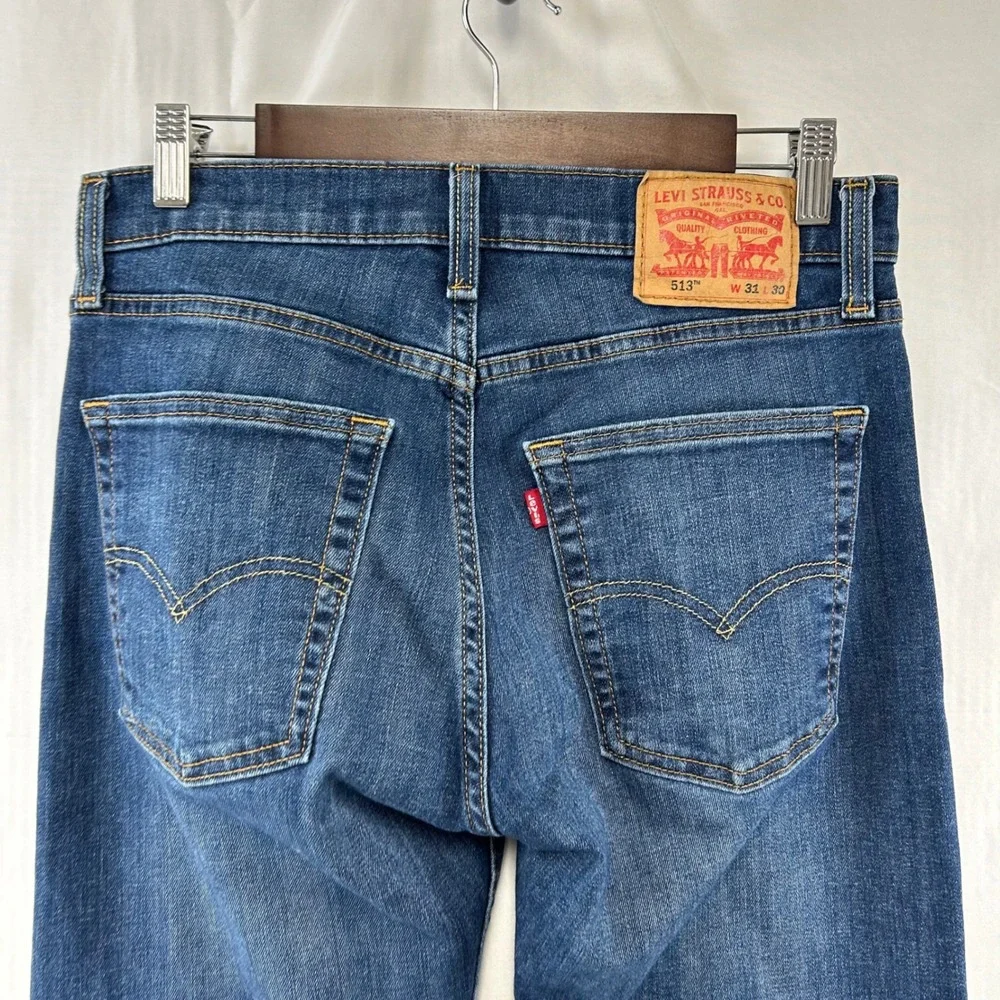 Levi's 513 Slim Straight Jeans Mens 31x30 Blue Medium Wash Denim